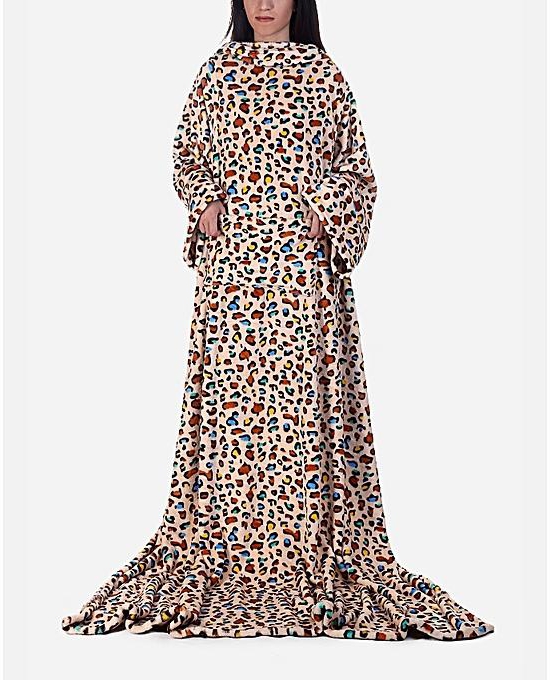 Solo Leopard Printed Blanket - Beige