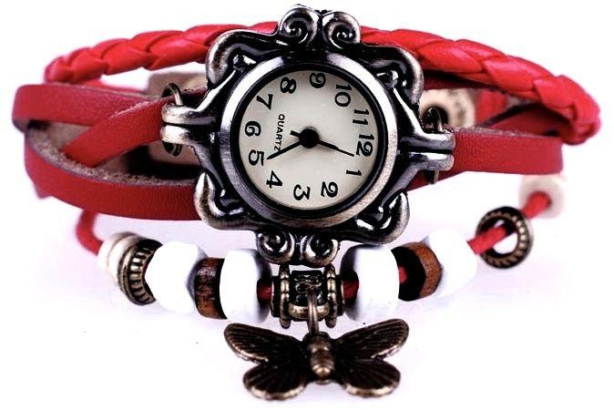 Red Leather Girls ladies watch