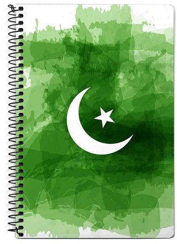 دفتر ملاحظات بسلك حلزوني مقاس A5 بتصميم هلال باللون الأخضر أخضر/أبيض