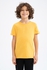 Defacto Boy Casual Regular Fit Crew Neck Knitted Short Sleeve T-Shirt - Yellow