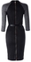 Elikang Stylish Stand-Up Neck 3/4 Sleeve Spliced Furcal Women's Dress - M Size - BLACK AND GREY
