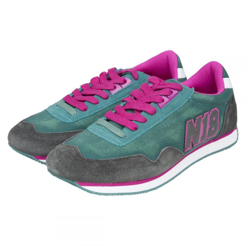 Sneakers Shoes for Women by N-18, Green - Black and Purple ,17122