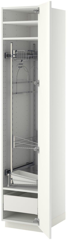 METOD / MAXIMERA High cabinet with cleaning interior - white/Ringhult white 40x60x200 cm