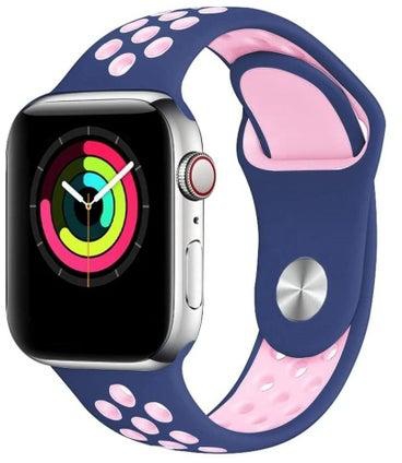 Sport Band Compatible with Apple Watch Band, Breathable Soft Silicone Replacement Wristband for iWatch Series 7/6/5/4/3/2/1/SE Nike+/Sports Edition 41mm/40mm/38mm blue pink