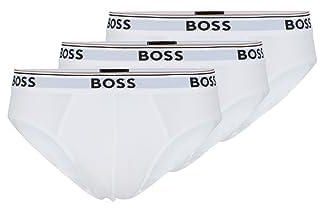 HUGO BOSS Men's 3-Pack Classic Regular Fit Stretch Briefs, White, Large