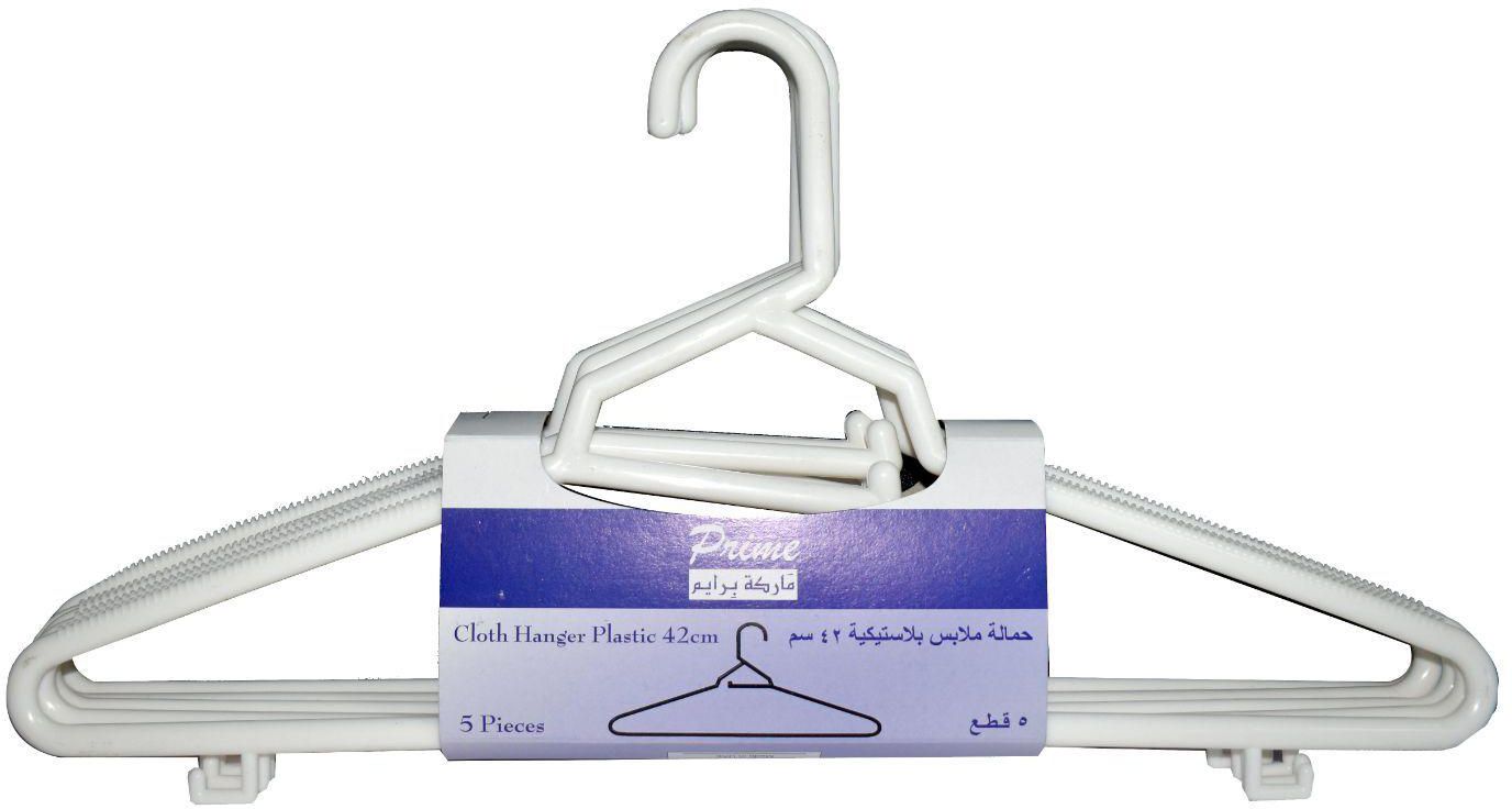 Prime Plastic Hanger 42cm White 5 PCS