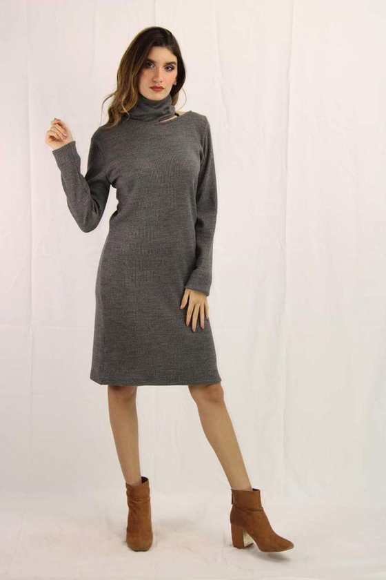 Ricci Casual Short Dress With High Neck For Woman