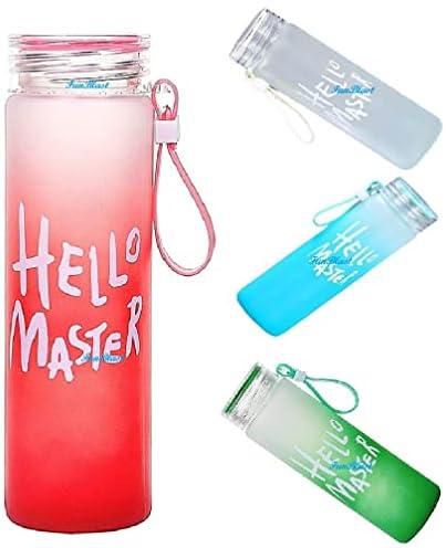 Funeiko Hello Master Borosilicate Water Bottle – Transparent Water Bottle for Home, Office, Gym, Picnic and Travelling – Stylish Glass Bottle (Random Color Dispatch) – 1 PCS - 480ML