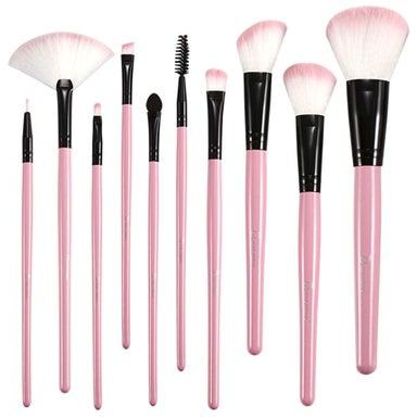 10-Piece Makeup Brush Set Pink/Black/White