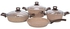 Cookware Set 7 pieces - Pots and Pans set Granite Non Stick Coating 100% | PFOA FREE, Base Cooking Set Pots and Pan | Casserole, Shallow Pot, Frypan with Bakelite Handles | Tempered Glass Lid. - Beige