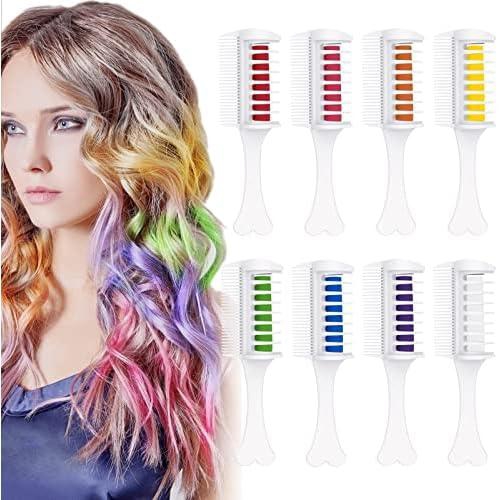 Hair Chalk Comb, Temporary Hair Dye, 8 Colors Temporary Washable Hair Color Girls Gifts Brush Set for Kids, Boys & Girls Hair Dyeing, Party and DIY