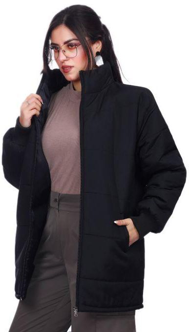 Smoky Egypt Womens Long Puffer Jacket - Black