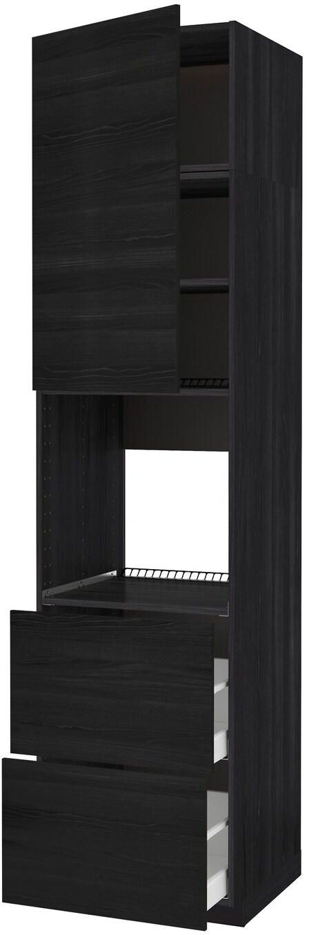 METOD / MAXIMERA High cabinet f oven+door/2 drawers, black, Tingsryd black, 60x60x240 cm