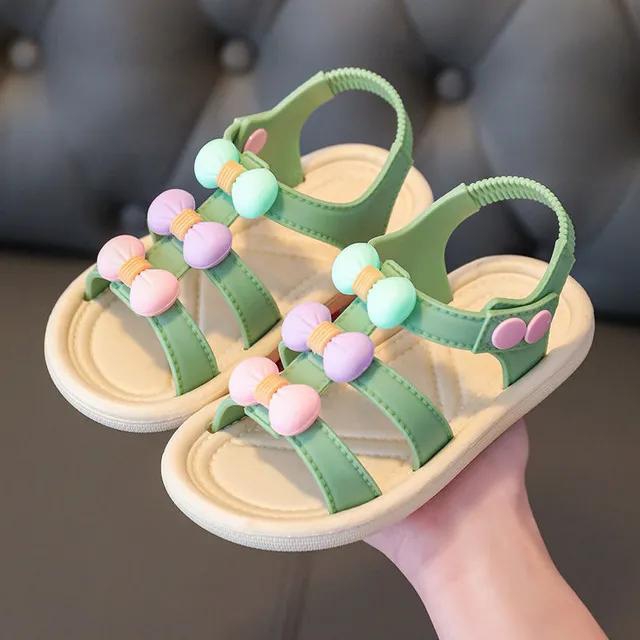 Summer Children Sandals Baby Girls Toddler Soft Non-slip Princess Shoes Kids Candy Bow Jelly Beach Shoes Casual Roman Slippers