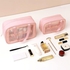 3,Pieces Large Clear Travel Toiletries Bags, Waterproof Clear Plastic Cosmetic Makeup Bags, Transparent Packing Organizer Storage Bags (pink)