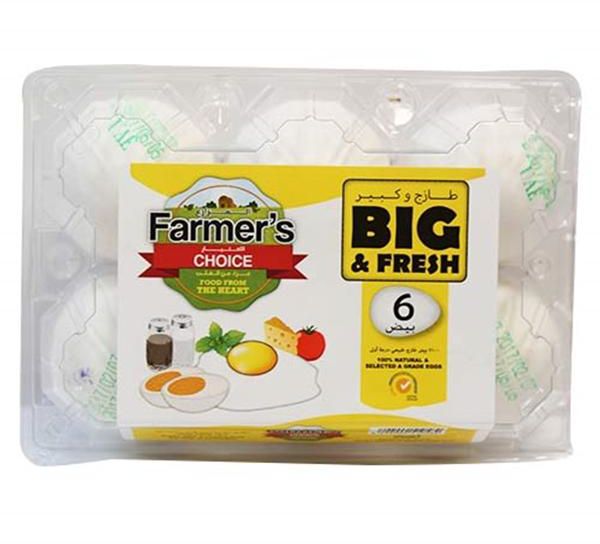 Farmer's Choice White Jumbo Eggs - 6's