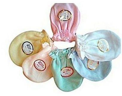 Fashion Newborn Baby Cotton Mittens - 6 Pcs - Assorted.