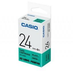 Casio XR-24GN1 Tape Cassette, 24mm X 8mm, Black on Green
