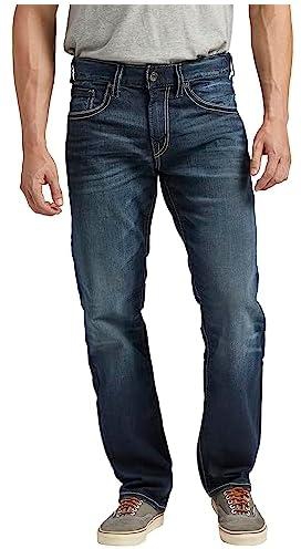 Silver Jeans Co. Men's Eddie Relaxed Fit Tapered Leg Jeans, Rinse Wash, 28W x 34L