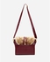 Tata Tio Leather Cross Body Hand Bag Filled With Fur - Maroon