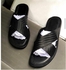 Men Leather Slippers For Black Leather