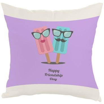 Happy Friendship Day Printed cover White/Purple/Pink 40 x 40centimeter