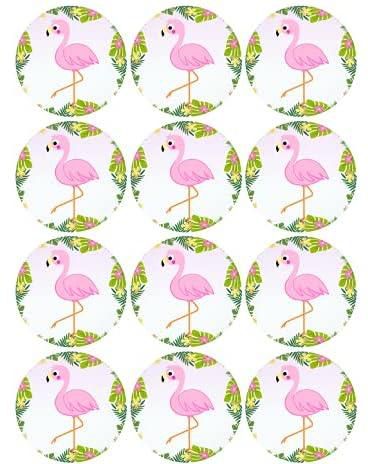 Flamingo Round Stickers - 24 Pieces
