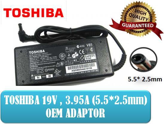 TOSHIBA Laptop/Notebook Charger Adaptor 19V,3.95A 5.5*2.5 (Black)