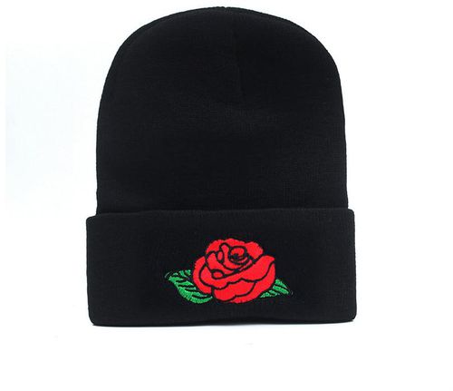 Women's Beanie Rose Pattern Design Sweet Top Fashion All Match Casual Hat Accessory