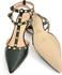Studded Green Animal Print Leather Pumps For Women