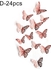 24-Piece Hollow 3D Butterfly Wall Sticker Set Pink