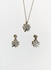 TRINKETS BOUTIQUE Flower Necklace + Earing Set for Women dimension: 1.2cm Chain length: 43cm, adjustable (Silver)