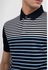 Dalydress Plain Sleeves Striped Polo Shirt - Navy Blue