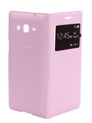 Generic Leather S-View Flip Cover For Samsung Galaxy Grand2 - Pink