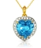 Vera Perla Women's 18K Gold 10mm Heart Swiss Blue Topaz 0.14Ct Diamonds Necklace