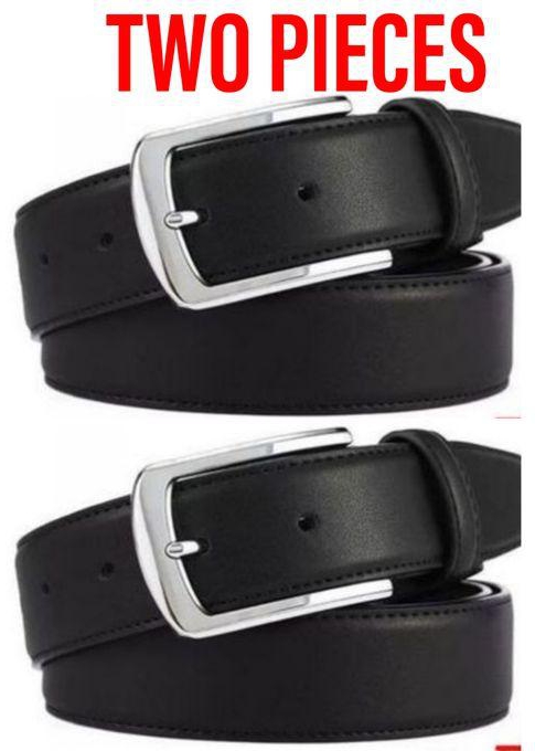 Fashion 2 Two Pieces Of Mens Buckle Comfortable Belt - BLACK