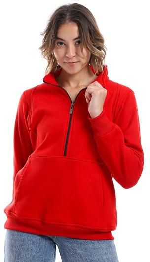 Women Closed Hoodie With Front Zipper