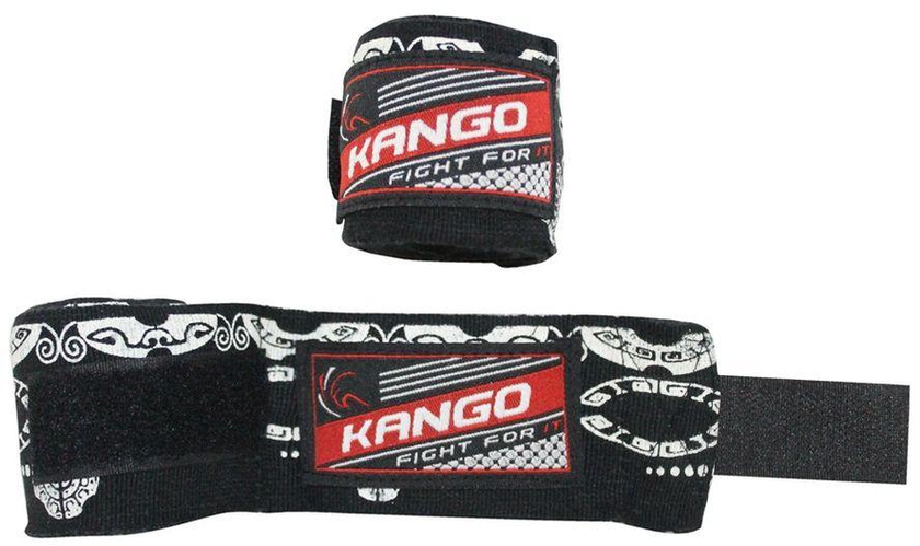 Boxing Bandage "KANGO" Black & White Stretchable Size 4.5 M