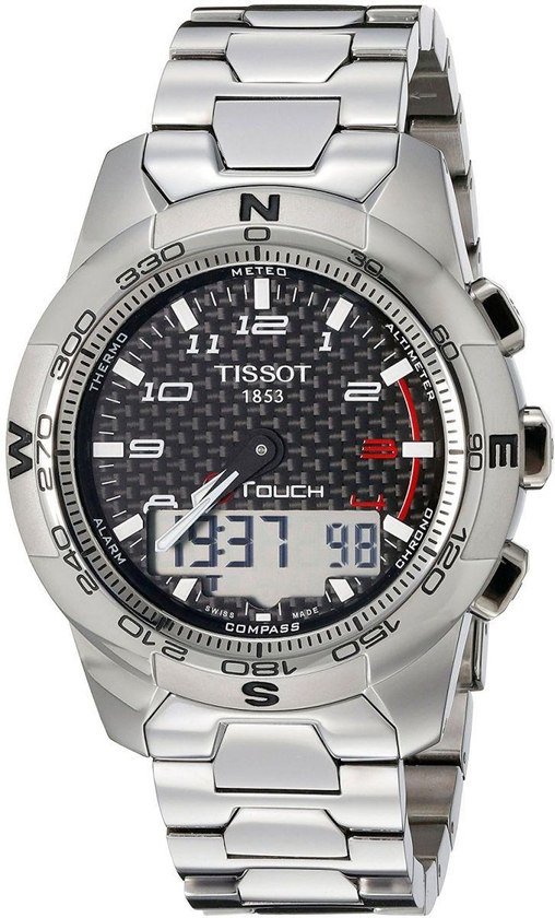 Tissot Silver Stainless Steel Black dial Watch for Men's T0474204420700
