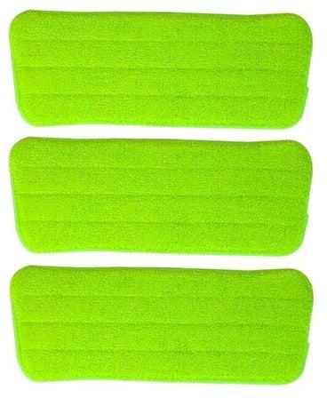 3-Piece Microfiber Replacement Spray Mop Head Pad Set Green