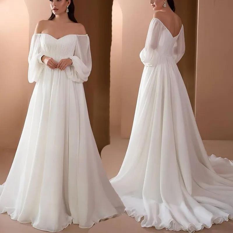Women Slim-fit White Evening Maxi Dress