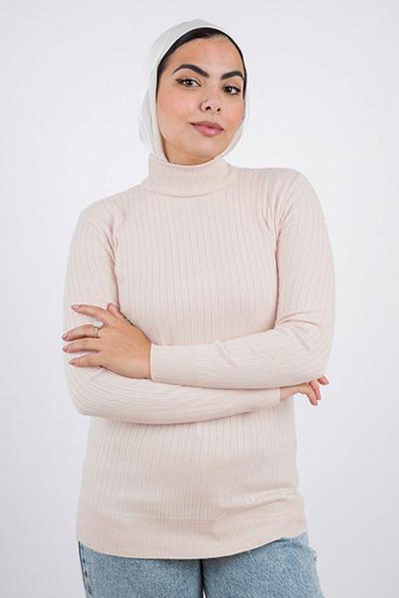 Le Voile Wide Short Ribbed Pullover - CreamBeige