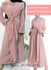 Abaya with Belt for Women Ladies Long Sleeve Dress Classic Style Long Sleeve Tunic Round Neck Casual Elegant Dress for Daily Outfit