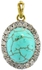 Vp Jewels 10K Solid Gold 0.22ct Genuine Diamond 9mm Turquoise Oval Pendant