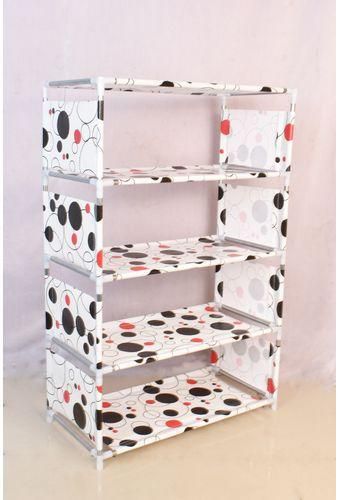 Generic 5 Tiers Portable Shoe Rack - Spotted White Red Black