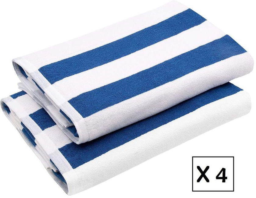 Signoola Set Of 4 Blue Bath Towel 100% Cotton , 70 X 180cm