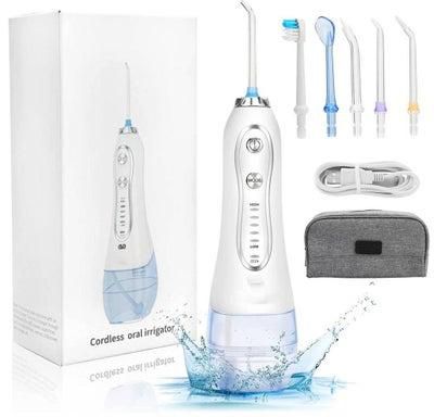 Water Flosser Cordless Oral Irrigator Portable Rechargeable Dental Flossers with 5 Modes White