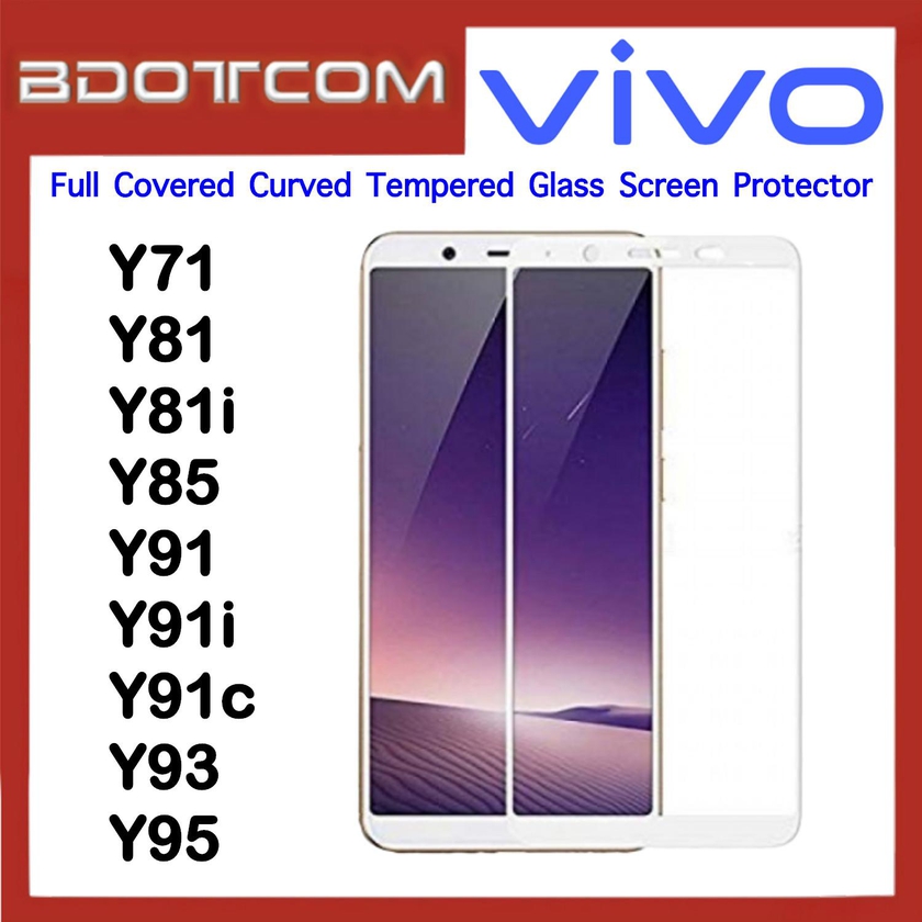 Bdotcom Full Covered Curved Tempered Glass Screen Protector for Vivo V5 (White)