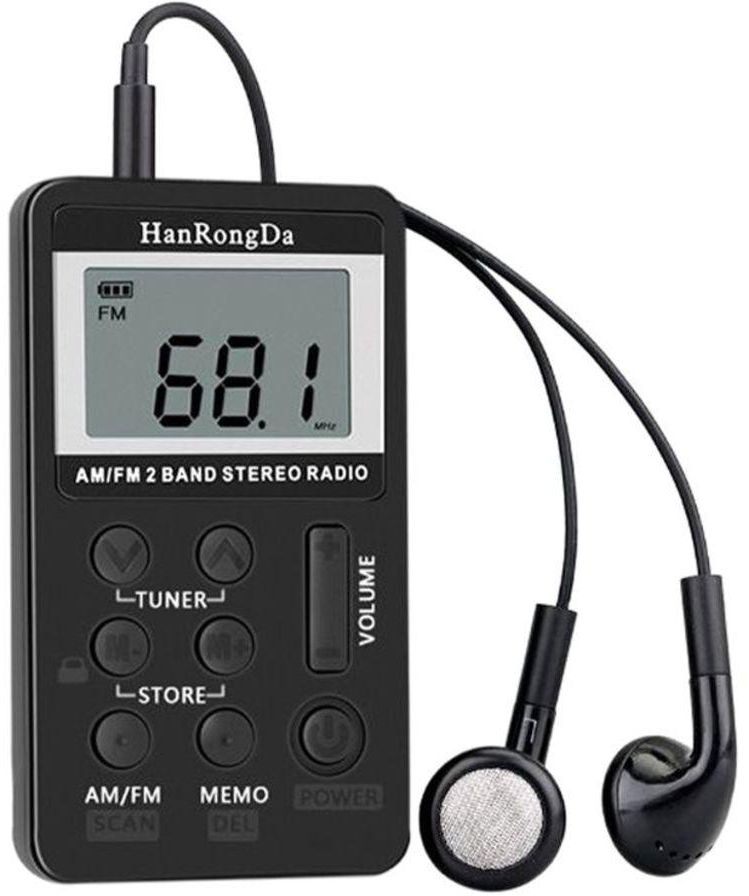 Portable Stereo Digital Radio Pocket Receiver With Headphone V432 Black
