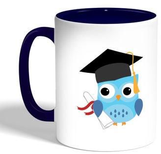 Graduation - Owl Picture Printed Coffee Mug, Blue 11 Ounce
